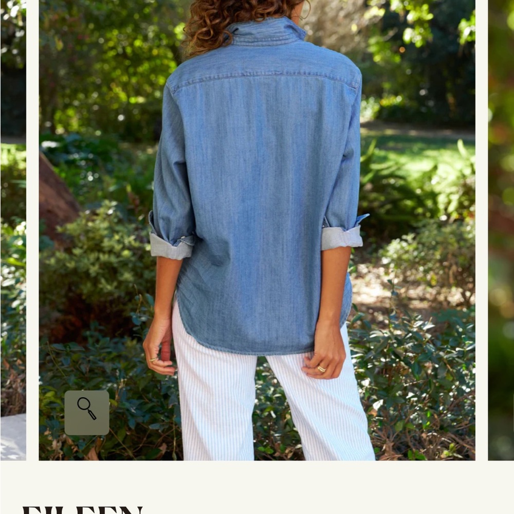 Frank & Eileen Washed Denim Button-Down Shirt in Faded Blue